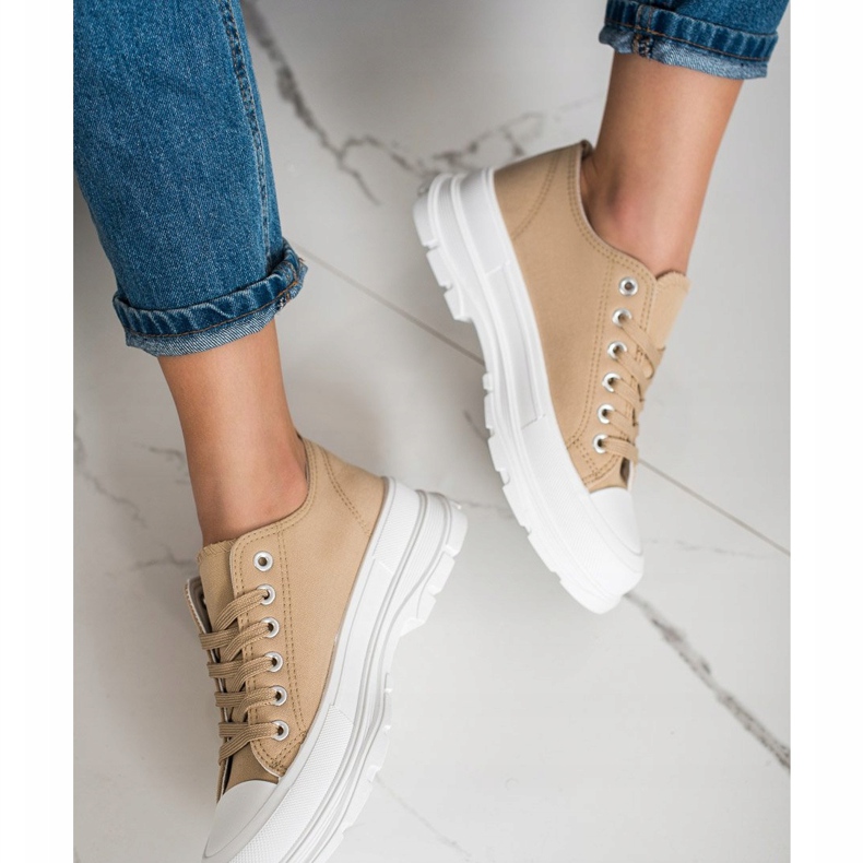 SHELOVET Beige Sneakers On The Platform 1