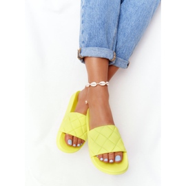 PS1 Women's Rubber Slippers Neon Yellow Let's Swim 1 PS1 Women's Rubber Slippers Neon Yellow Let's Swim 1