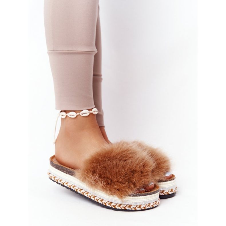 PS1 Camel Adventure Platform Slippers with Fur brown multicolored 2