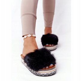 PS1 Black Adventure Platform Slippers with Fur multicolored 2