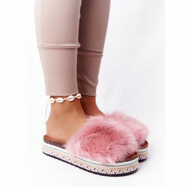 PS1 Pink Adventure Platform Slippers with Fur multicolored 1