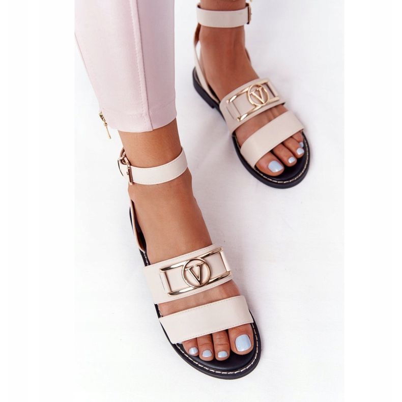 PS1 Flat Leather Sandals Beige On Time 2