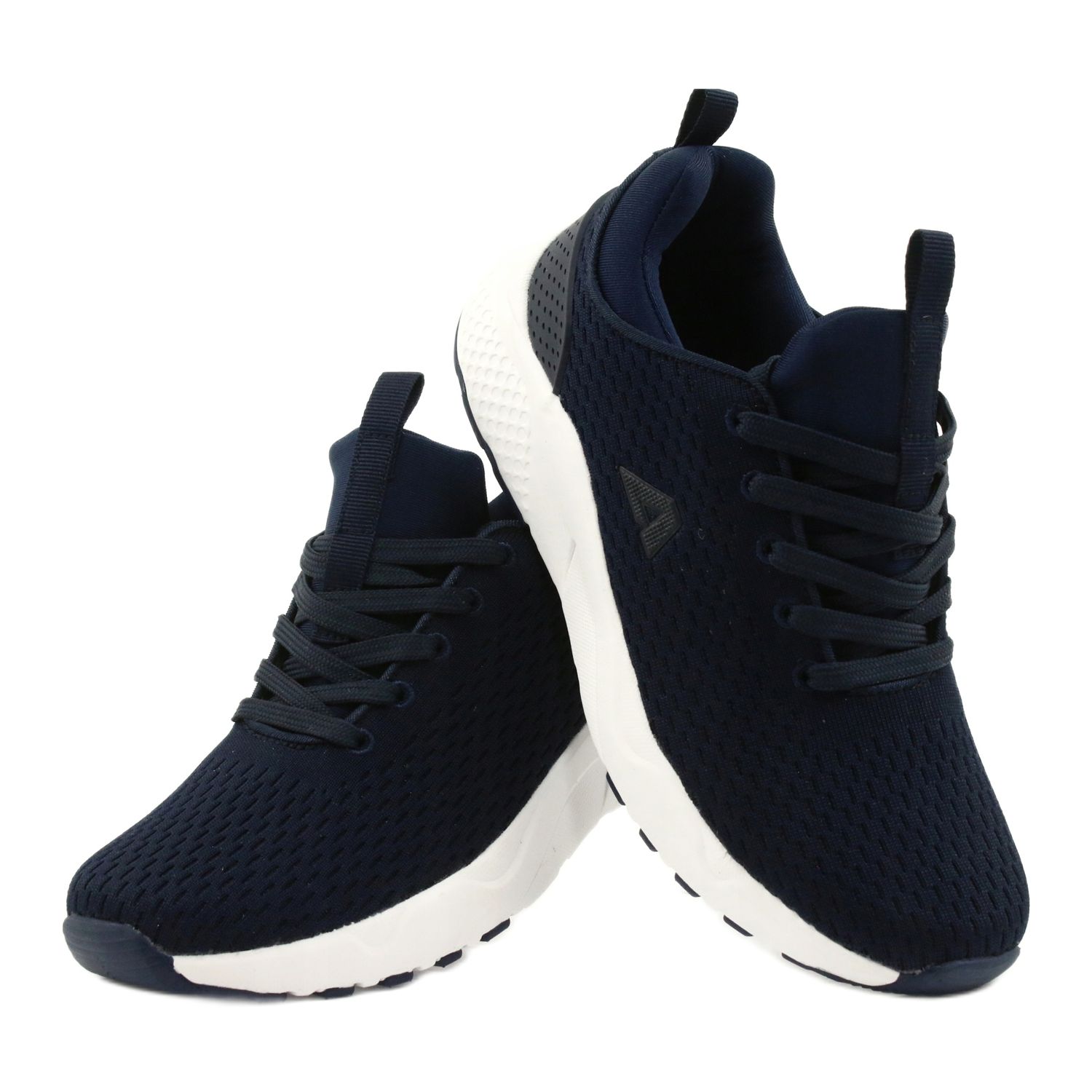 navy sole trainers