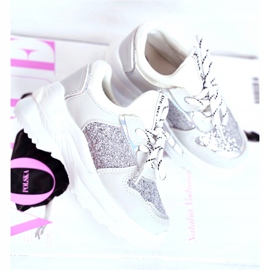FRROCK Children's Sport Shoes with Brocade Silver Matylda white grey 2