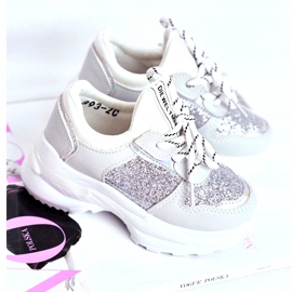 FRROCK Children's Sport Shoes with Brocade Silver Matylda white grey 1