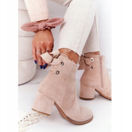 PJ1 Women's warm boots on a heel Beige Kayla 1