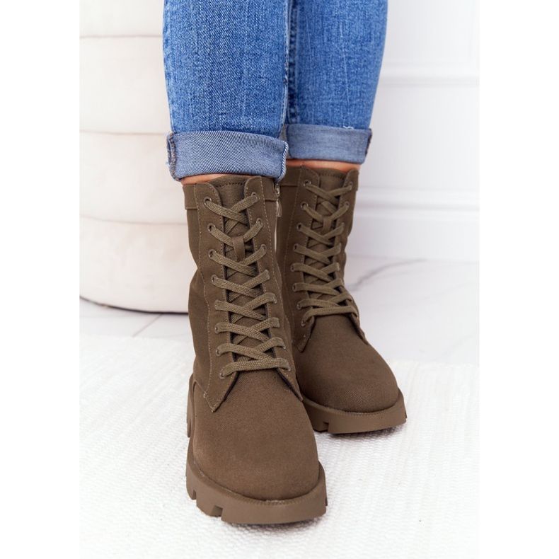 Women's Green Haley Worker Boots 1