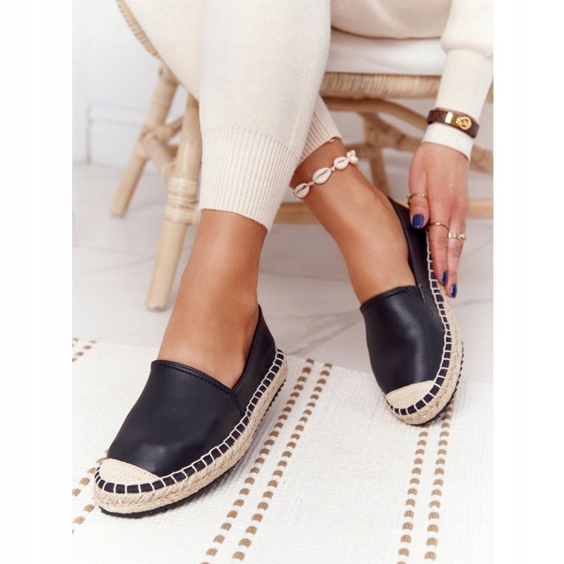Leather Espadrilles On A Braided Sole Big Star HH274505 Black 2 Leather Espadrilles On A Braided Sole Big Star HH274505 Black 2
