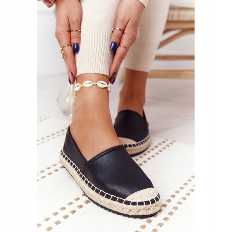Leather Espadrilles On A Braided Sole Big Star HH274505 Black 1 Leather Espadrilles On A Braided Sole Big Star HH274505 Black 1