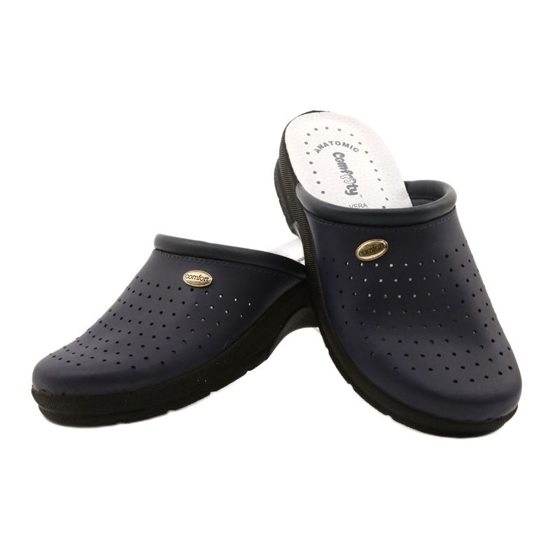 Leather Slippers Comfooty Alessia Navy Blue 3