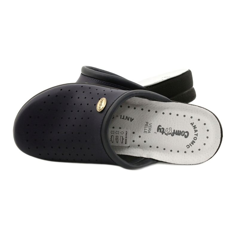 Leather Slippers Comfooty Alessia Navy Blue 4