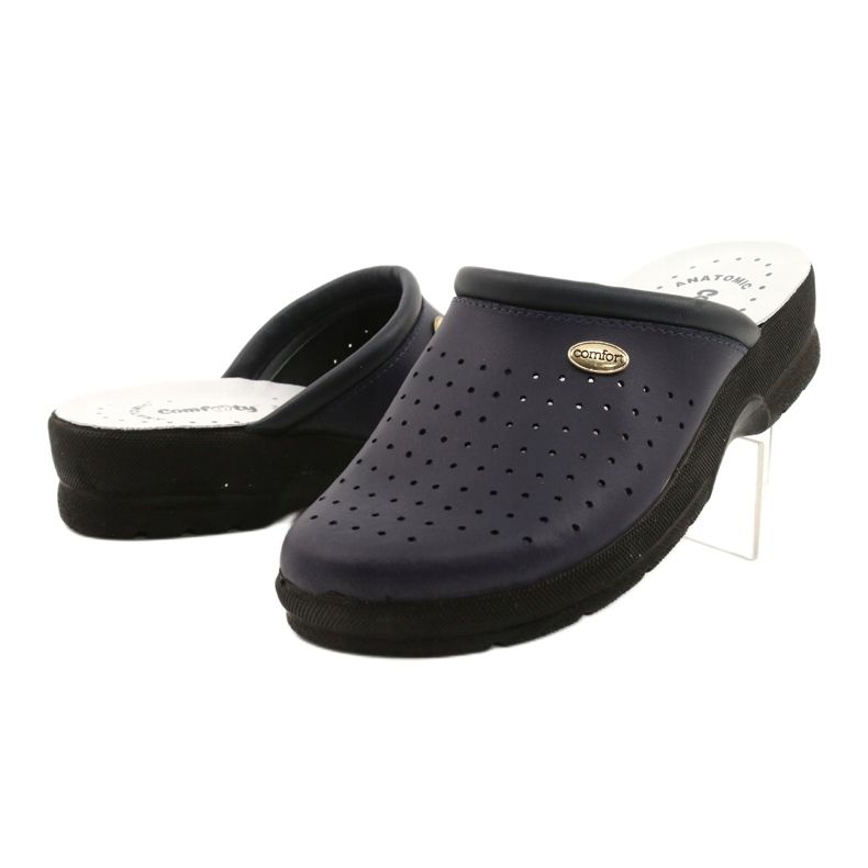 Leather Slippers Comfooty Alessia Navy Blue 2