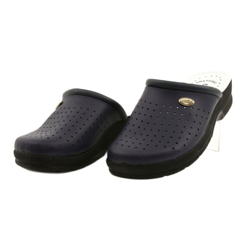 Leather Slippers Comfooty Alessia Navy Blue 1