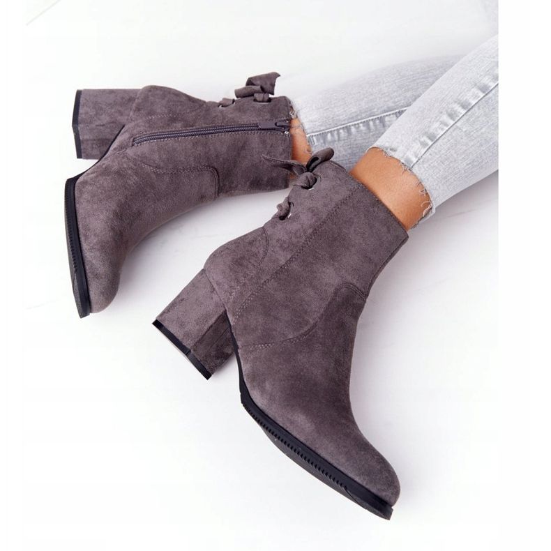 Women's warm boots on a heel Gray Kayla grey 1