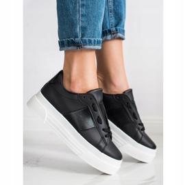 SHELOVET Sneakers With Eco Leather On The Platform black 1