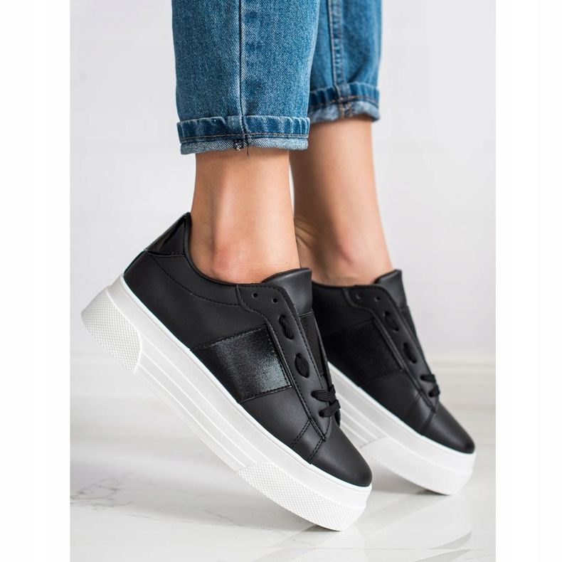 SHELOVET Sneakers With Eco Leather On The Platform black 1