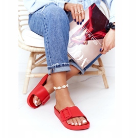 Women's Slippers Big Star with a buckle FF274A385 Red 2