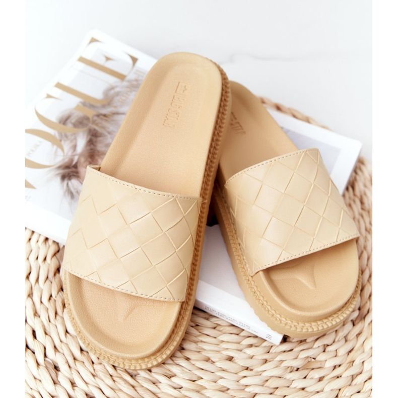 Women's Slippers On the Big Star HH274689 Yellow platform 1