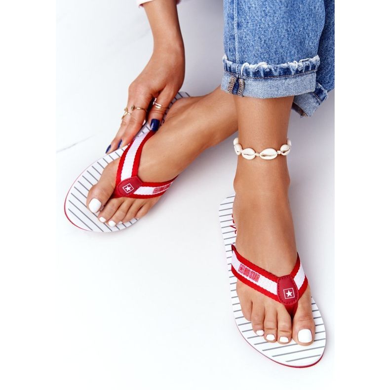 Women's flip-flops Big Star DD274A249 Red white 1