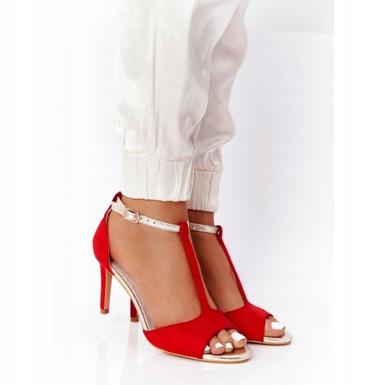 S.Barski Sandals On Szpilce S. Bararski 280-58 Red-Gold golden 1