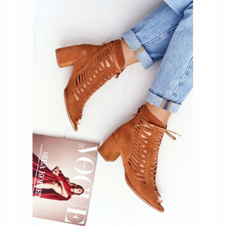 Suede Openwork Boots Maciejka Red 04040-29 brown 2