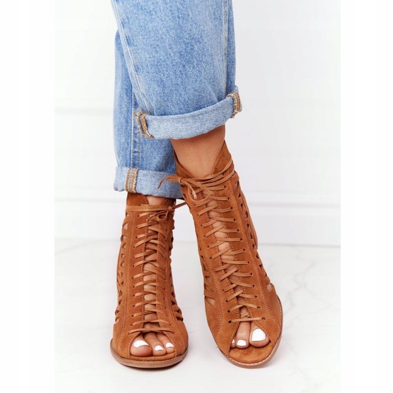 Suede Openwork Boots Maciejka Red 04040-29 brown 1