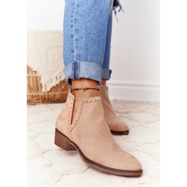 PS1 Openwork boots with cutouts Beige Clever brown 2