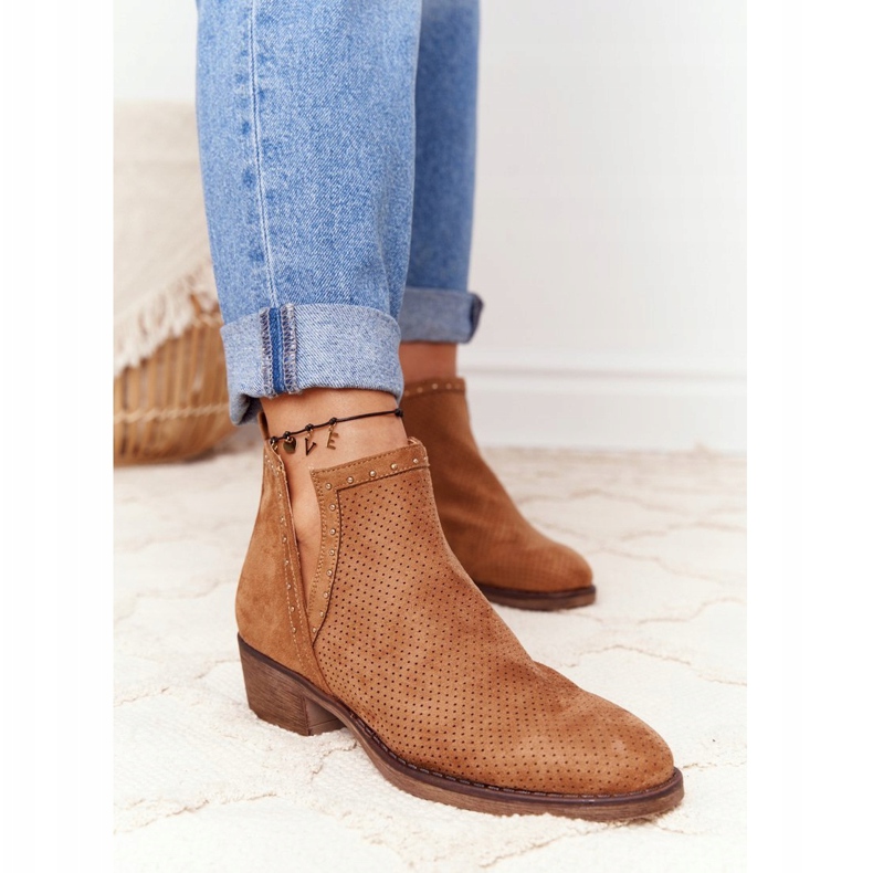 PS1 Openwork boots with cut-outs, Camel Clever brown 1