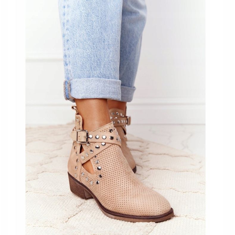 PS1 Openwork boots with rhinestones Beige Dakota 1