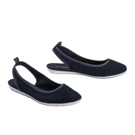 Frida navy blue leather ballerinas 1