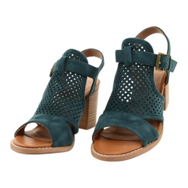 Evento Openwork Sandals Blue 21SD35-3581 green 1 Evento Openwork Sandals Blue 21SD35-3581 green 1