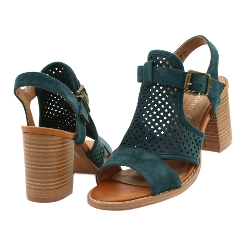 Evento Openwork Sandals Blue 21SD35-3581 green 2 Evento Openwork Sandals Blue 21SD35-3581 green 2