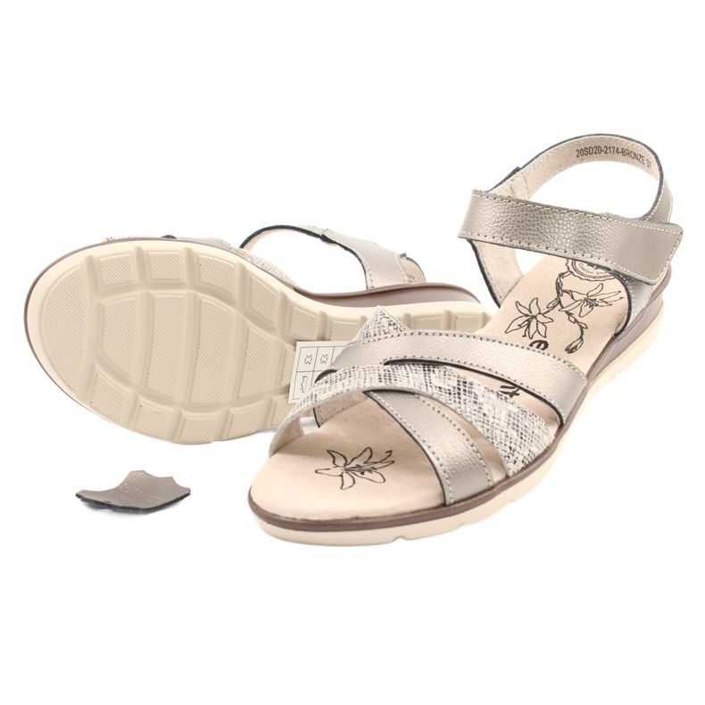 Evento Comfortable Leather Sandals 20SD20-2174 Bronze beige brown multicolored 2 Evento Comfortable Leather Sandals 20SD20-2174 Bronze beige brown multicolored 2