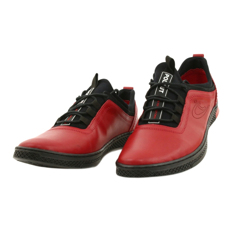 Polbut Red men's leather casual shoes K24 with black underside 1 Polbut Red men's leather casual shoes K24 with black underside 1