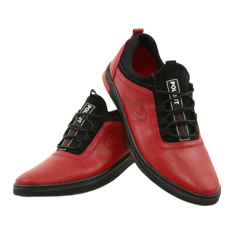 Polbut Red men's leather casual shoes K24 with black underside 2