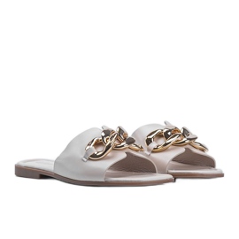 Beige slippers with a gold Liberty chain 1 Beige slippers with a gold Liberty chain 1