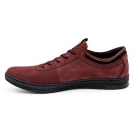 Polbut Men's leather casual shoes K23 burgundy red 1