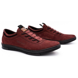 Polbut Men's leather casual shoes K23 burgundy red 2