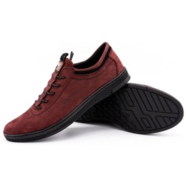 Polbut Men's leather casual shoes K23 burgundy red 3
