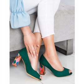 Sergio Leone Pumps With Patterned Heel green 1
