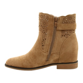 M.Daszyński Women's openwork wedge boots SA168-20 beige 1