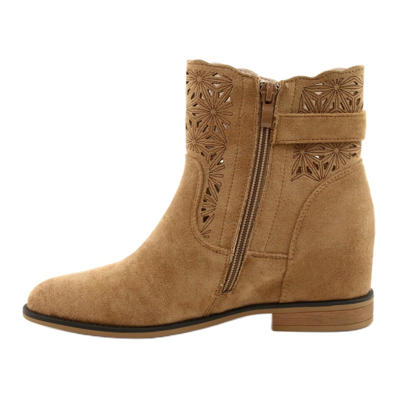 M.Daszyński Women's openwork wedge boots SA168-20 beige 1