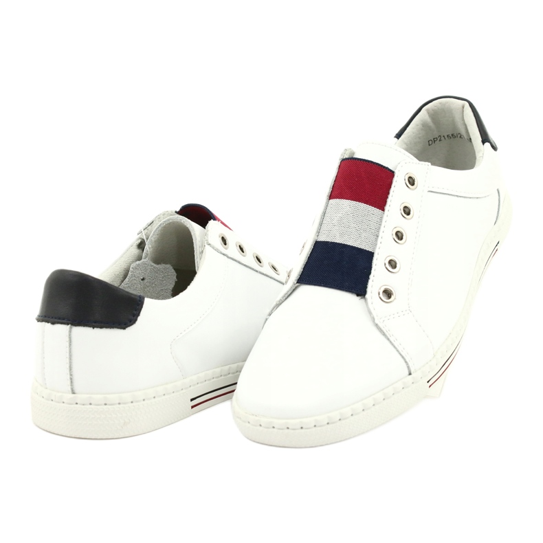 Filippo Stylish Leather Sneakers DP2155 / 21 WH white red navy blue 2