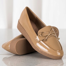 SHELOVET Lacquered Loafers On The Platform brown 1