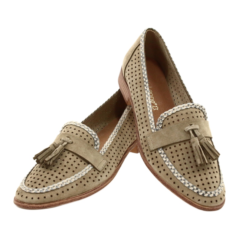 Sergio Leone Openwork Suede Moccasins MK735 Beige 3