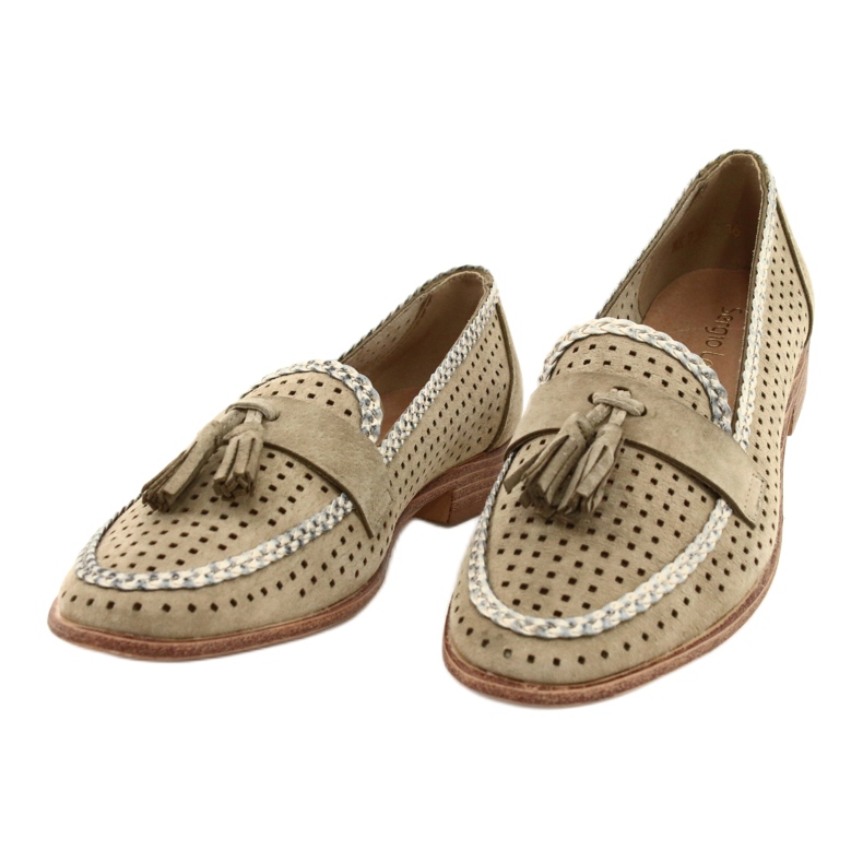 Sergio Leone Openwork Suede Moccasins MK735 Beige 1