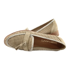 Sergio Leone Openwork Suede Moccasins MK735 Beige 4