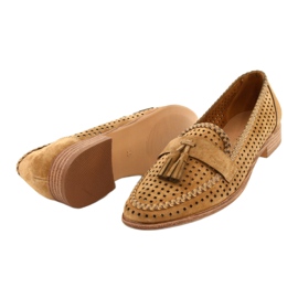 Openwork Suede Loafers Sergio Leone MK735 Camel brown 2