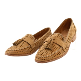 Openwork Suede Loafers Sergio Leone MK735 Camel brown 1