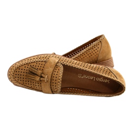 Openwork Suede Loafers Sergio Leone MK735 Camel brown 4